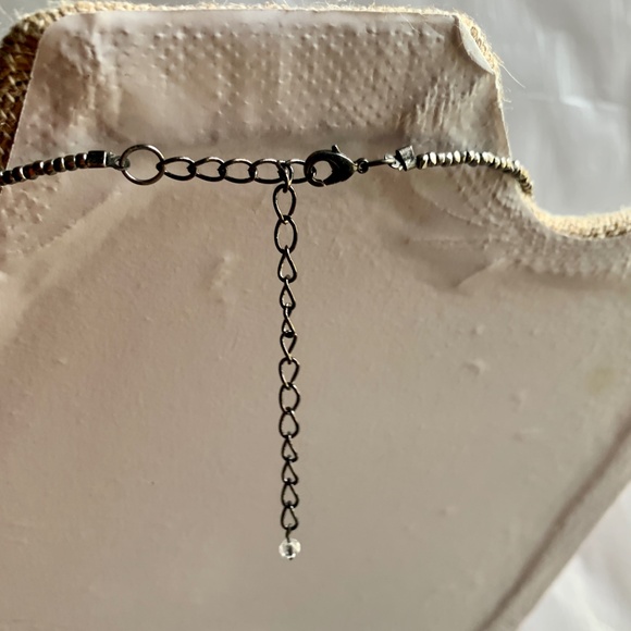 Waterfall Hematite Seed Bead & Crystal Swag/Fringe Choker Necklace - Goth Choker - Picture 4 of 7